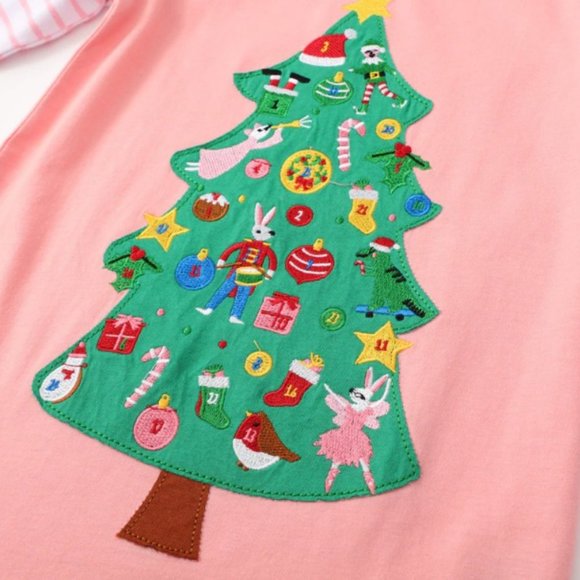 Christmas Tree Pink Long Sleeve Tunic Shirt Dress - Picture 2 of 3